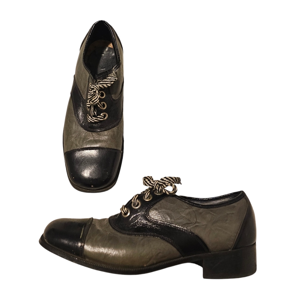 True Vintage 1970s Disco Flagg Brothers Two Tone Lace Up Oxfords Size 8.5